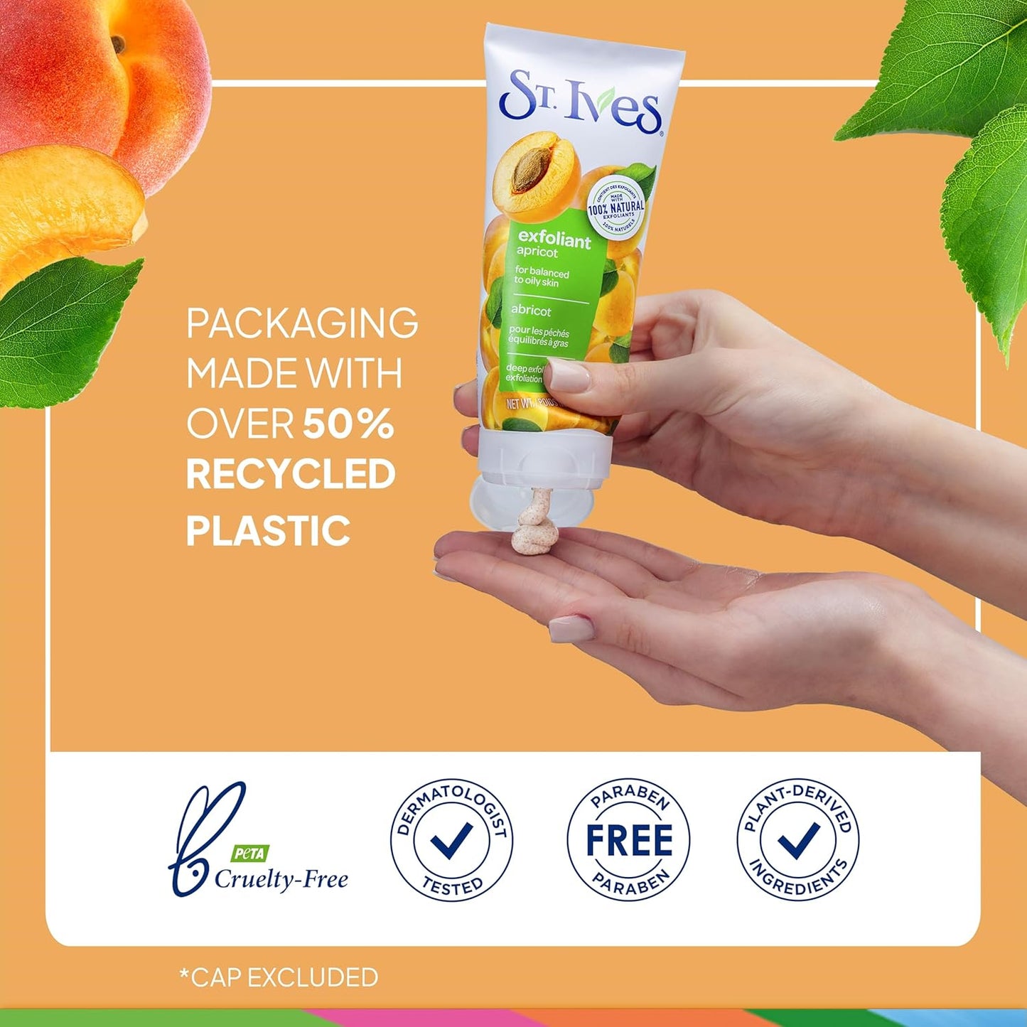 Fresh Skin Apricot Facial Scrub - Deep Exfoliator for Clean, Radiant Skin, Oil-Free Formula with 100% Natural Exfoliants, 6 oz